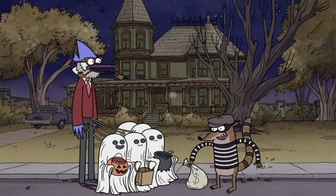 Mordecai/Gallery - Regular Show Wiki Regular Show Wallpapers, Cartoon Network Wallpapers, Show Wallpapers, Simpsons Treehouse Of Horror, Halloween Episodes, Halloween Social, Scary Films, Latest Cartoons, Cartoon Network Shows