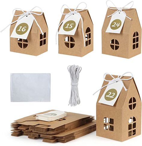 Amazon.com: GWHOLE Set of 24 Kraft Paper House Shaped Gift Boxes to Fill Christmas Advent Calendar 2022 with Hemp Rope, Tissue Paper, 1-24 Number Tags Countdown to Christmas : Home & Kitchen Empty Advent Calendar, Homemade Advent Calendars, Advent Calendar Boxes, House Gift Box, Christmas Advent Calendar Diy, Calendar Gift, Advent Calendar Gifts, Christmas Countdown Calendar, Christmas Calendar