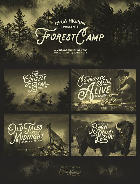 Forest Camp Font on Behance Outdoor Fonts, Outdoor Typography, Camp Font, Monday Graphic Design, Adventure Fonts, Monoline Font, Luxury Boho, Wilderness Explorer, Forest Camp