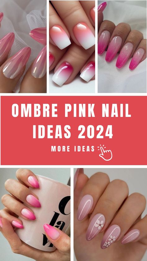 Ombre Pink Nail Ideas 2024 Blush Pink Ombre Nails, Valentines Nails Ombre Pink, Ombre Nails Purple And Pink, Ombre Fade Nails, Valentine Nails Ombre, Ombre Dip Powder Nails Almond, Pink Ombre Valentines Nails, Light Pink Ombre Nails Almond, Hot Pink Nails Ombre