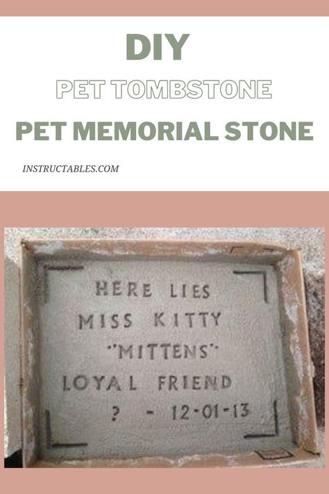 Here's a clear step-by-step guide on how to make tombstone or memorial stone for your pet ♡ Pet Grave Marker Diy, Memorial Stones Diy, Pet Tombstone, Random Diys, Tombstone Diy, Pet Headstones, Paint Stirrers, Pet Diy, Diy Marker