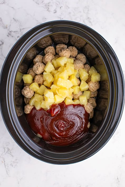 Slow Cooker 3 Ingredient Hawaiian Meatballs - My Incredible Recipes Easy Crockpot Recipes Meatballs, Crock Pot Hawaiian Meatballs, Easy Crockpot Meatballs 3 Ingredients, Crockpot Meatballs Grape Jelly Pineapple, Pineapple Bbq Meatballs Crockpot, Hawian Meatballs Crockpot, Slow Cooker Pineapple Barbecue Meatballs, Meatballs Crockpot Pineapple, Hawaiian Crockpot Meatballs