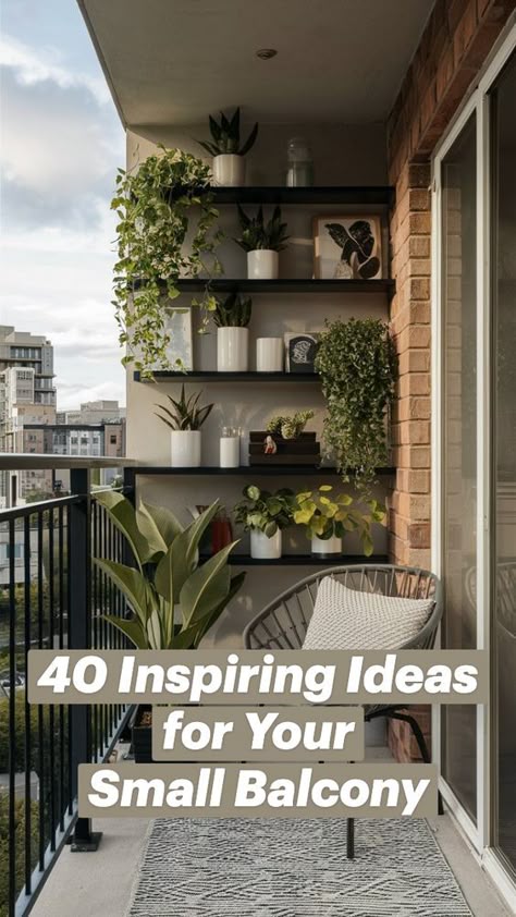 Transform your small apartment or condo balcony into a cozy, stylish retreat with our inspiring design ideas. Our tips and tricks will help you maximize your outdoor space, perfect for modern living in the city. Save this pin for later and create your dream balcony garden or minimal deck oasis! Small Balcony Screening Ideas, Balcony Design For Apartment, Plants In Balcony Small Spaces, Small Condo Balcony Design, Comfy Balcony Furniture, Small Apartment Terrace Ideas, Rectangle Balcony Ideas, Balcony Small Apartment, Apartment Small Balcony Ideas