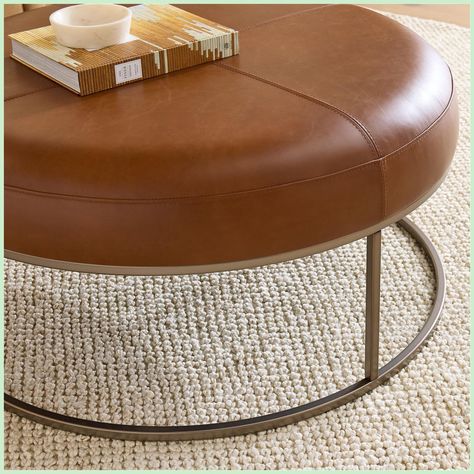 Round Fabric Ottoman Coffee Table, Leather Round Coffee Table, Tan Leather Ottoman, Round Leather Coffee Table, Leather Round Ottoman, Round Leather Ottoman Coffee Table, Ottoman Coffee Table Round, Two Ottomans Living Room, Round Ottoman Living Room