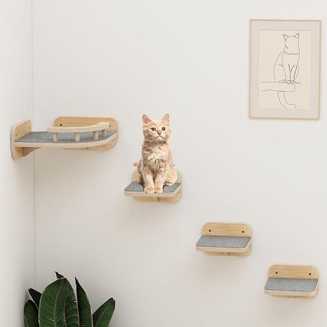 Cat Feeding Shelf, Bed Wall Mounted, Floating Cat Shelves, Cat Climbing Shelves, Cat Wall Shelves, Cat Wall Furniture, Floating Stairs, Wall Furniture, Shelf Furniture