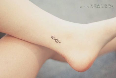 Music Note Tattoo Ankle, Caroline Tattoo, Inner Ankle Tattoos, Clef Tattoo, Notes Tattoo, Treble Clef Tattoo, Tattoo Music, Note Tattoo, Tattoo Quotes For Women