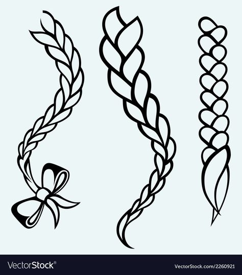 Braids Illustration, Drawing Hair Braid, Anime Braids, Hair Logo Design, Braided Waves, Corn Rows, How To Draw Braids, Hair Vector, Hair Illustration