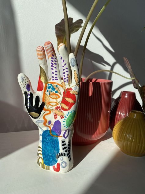 Handful on Behance Clay Hand Sculpture, Plaster Hands, Clay Ring, Jewellery Holder, Colourful Life, Air Dry Clay Projects, Clay Hand, Hand Sculpture, Hand Molding