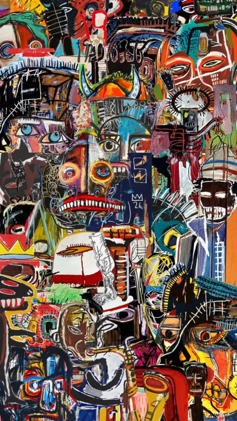 Abstract Expressionist Painting, Basquiat Wallpaper Iphone, John Basquiat, Basquiat Collage, Basquiat Aesthetic, Basquiat Wallpaper, Basquiat Inspired Art, Post Modern Art, Jm Basquiat