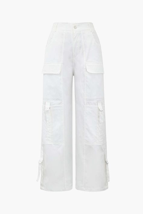 Details 
 Occasion: Casual 
 Category: Bottoms 
 Composition: 80% Polyester, 20% Cotton 
 Sheer: Not Sheer 
 Color: White Wide Leg Cargo Pants, Y2k Outfits, Pants White, Cargo Skirt, Swimsuit Cover Ups, Shop Maxi Dresses, Grunge Fashion, Denim Top, Flap Pocket