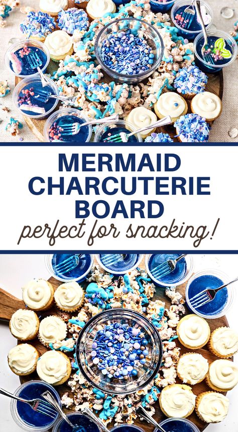 Lilo And Stitch Charcuterie Board, Mermaid Charcuterie Board, Homecoming 2023, Party Boards, Mermaid Party Food, Mermaid Movie, Charcuterie Party, Disney Movie Night, Mermaid Christmas