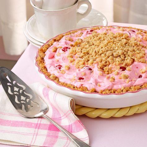 Cherry Cream Pie Recipe -A favorite vacation spot in Wisconsin—Door County (in the "thumb" of the state)—is known for its abundance of cherry orchards, and that's where this cream pie recipe originated. We think it's a delectable dessert, with a nutty crumb crust, real whipped cream and, of course, cherry pie filling. —Carol Wencka, Greenfield, Wisconsin Cherry Cream Pie Recipe, Dream Pie Recipe, Cherry Cream Pie, Cherry Cream Cheese Pie, Cream Cheese Pie, Cherry Desserts, Cream Pie Recipes, Eggs Recipe, Cherry Recipes