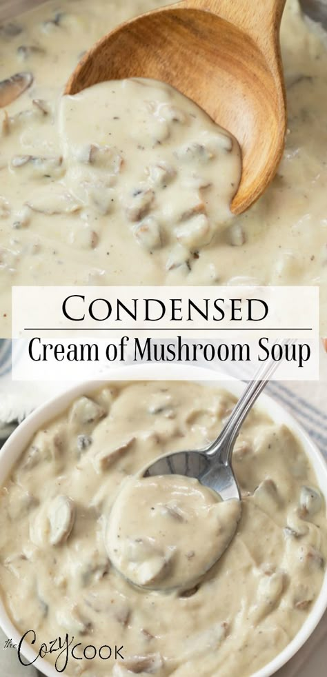 Homemade Condensed Cream Of Mushroom Soup, Condensed Cream Of Mushroom Soup Recipes, Home Made Mushroom Soup, Home Made Cream Of Mushroom, Mushroom Soup Gravy Recipe, Homemade Condensed Cream Of Mushroom, Cream Of Mushroom Soup Recipes, Campbells Mushroom Soup, Burger Meals