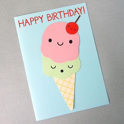 Ice Cream Birthday Cards Diy, Ice Cream Cards Ideas, Ice Cream Birthday Card, Ice Cream Cards, Moringa Products, Ice Cream Garland, Ice Cream Ideas, Ice Cream Card, Cool Crafts For Kids