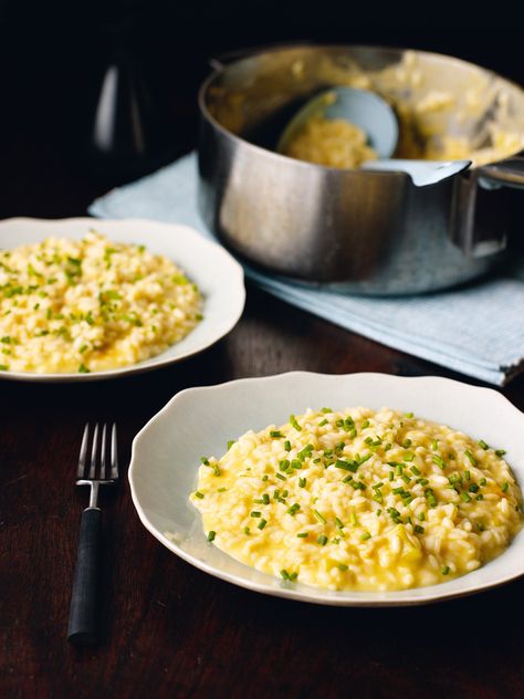 This might seem odd to Italians but it works beautifully: the starchy rice, the sharp Cheddar, both are the perfect counterpoint for each other.  I make this on days when I need to escape to the kitchen and have a good, quiet, relaxing and mindless 20 minutes staring into the middle distance and stirring. I heartily recommend it. Risotto Recipes Cheese, Cheese Risotto, Nigella Lawson Recipes, Rachel Ray, Three Cheese, Risotto Recipes, Nigella Lawson, Hard Cider, Rice Dishes