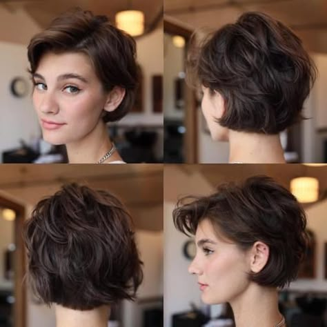 Short Hairstyles With Round Face, Hair Stacked In Back, Short Hair Cuts For Thick Hair 2024, Celeb Short Hair, Short Hair For Plus Size, Short Hair Trends 2024, Short Haircut Aesthetic, Ashley Judd Short Hair, Short Bob With Highlights