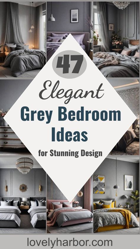 47 Stunning Grey Bedroom Ideas For An Elegant Bedroom Design Cozy Grey Bedroom, Color Bedroom Ideas, Bedroom Inspirations Cozy, Storage Ideas Bedroom, Dark Gray Bedroom, Light Gray Bedroom, Cozy Bedroom Decor Ideas, Grey Bedroom Design, Ideas Bedroom Decoration