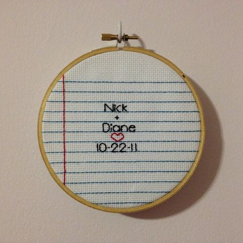 I made this as a cute/silly gift for my boyfriend. It was inspired by other notebook style cross stitch designs I saw here on Pinterest. :)  It may not be perfect but it made for a great gift. Happy stitching everyone! -Diane Cross Stitch For Boyfriend, Embroidery For Boyfriend, Boyfriend Embroidery, Diy Valentines Gifts For Boyfriend, Embroidery Gift Ideas, Gift For My Boyfriend, Gift Ideas For Boyfriend, Silly Gifts, Crochet Bracelet Pattern