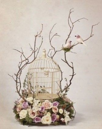 Cage Centerpiece, Bird Of Paradise Wedding, Cheap Wedding Table Centerpieces, Dollhouse Display, Shutter Decor, Bird Cage Centerpiece, Cheap Party Decorations, Easter Wreath Diy, Small Centerpieces