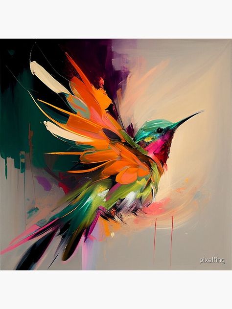 Hummingbird Painting Acrylic Abstract, Bird Painting Abstract, Abstract Birds Painting Acrylics, Acrylic Bird Paintings On Canvas, Abidin Dino, Hummingbird Painting Acrylic, Abstract Bird Painting, Bird Mural, Paintings Of Birds