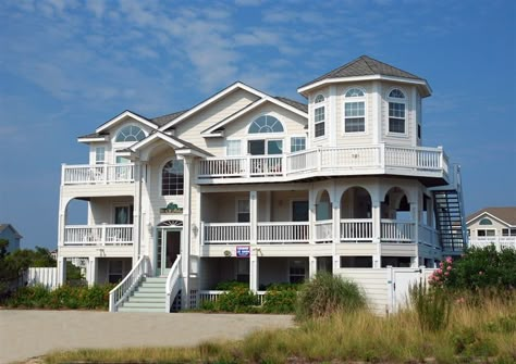 Twiddy+Outer+Banks+Vacation+Home+-+Beach+Palace+-+Corolla+-+Semi-Oceanfront+-+8+Bedrooms Kook House Outer Banks, Outer Banks House, Outer Banks Houses, Kook Life, Elevated House Design, Beach Palace, Cottage Winter, Elevated House, Brindleton Bay