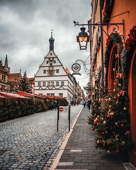 Germany | Travel community on Instagram: “Rothenburg ob der Tauber with it's Christmas decorations, captured couple of days ago. I hoped for some snow, but it was beautiful…” Rothenburg Ob Der Tauber, England And Scotland, Germany Travel, Places Around The World, Places Ive Been, Beautiful Places, Around The Worlds, Germany, Christmas Decorations