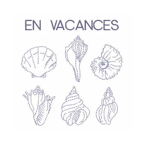 Sea Embroidery Pattern, Sea Shells Embroidery, Artwork Reference, 7 Elements, Seashells Patterns, Design Collection, Sea Shell, Machine Embroidery Design, On Vacation