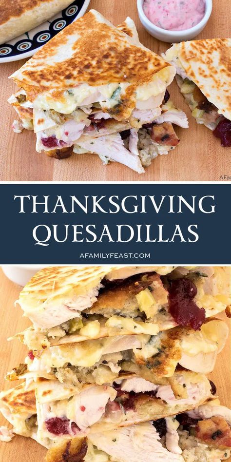 Leftover Turkey Quesadilla, Thanksgiving Leftover Turkey And Cranberry Pizza, Holiday Leftover Recipes, Thanksgiving Leftover Appetizers, Leftover Turkey Stuffing Recipes, Turkey Sage Danish, Thanksgiving Quesadilla, Thanksgiving Burrito, Stuffing Cranberry