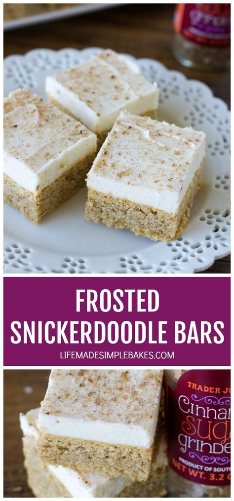 Snickerdoodle Bars Recipe, Snickerdoodle Bars, Life Made Simple, Fluffy Frosting, Sugar Cookie Frosting, No Bake Bars, Easy Cheesecake, Bar Cookies, Cookie Bar Recipes