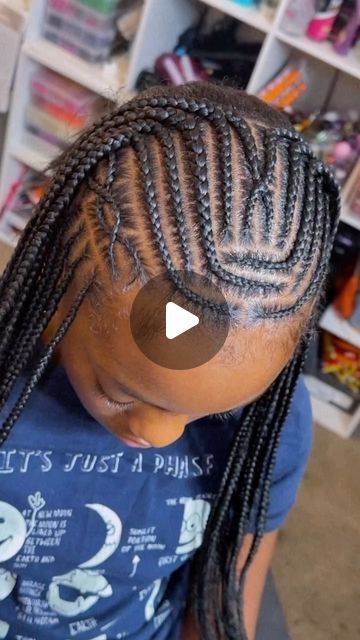 Hair Braid Designs For Kids, Braids For Black Kids Girl Hairstyles, Braids In The Front Box Braids In Back, Braids In The Front Knotless In The Back, Kids Knotless Box Braids, Goddess Braids For Kids, Kids Braided Hairstyles Natural Hair, Braids For Black Kids, Braids In The Front Natural Hair