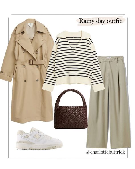 Comfy Pants Outfit, Rain Day Outfit, Fashion Influencer Aesthetic, Trousers Outfit Winter, Raining Day Outfit, Wide Leg Trousers Outfit, Neutral Wardrobe, Rain Outfit, Winter Pants Outfit