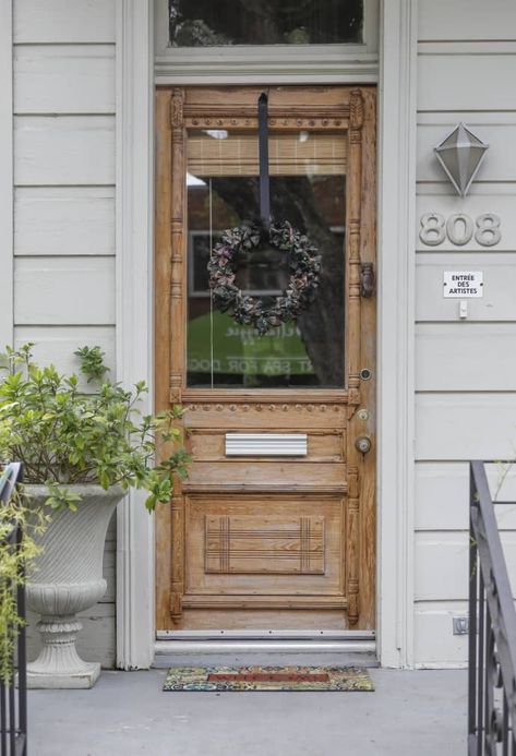 Front Door Antique, Antique Front Door, Unique Front Doors, Lovely Bones, Eclectic Farmhouse, Road House, Wood Front Doors, New Orleans Homes, Cool Doors