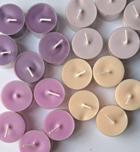 A pallet of colour tealight candles soy wax Brown Candles, Bulk Candles, Candle Projects, Artisan Candles, Candle Crafts Diy, Hand Painted Candles, Creative Candles, How To Make An Envelope, Single Candle