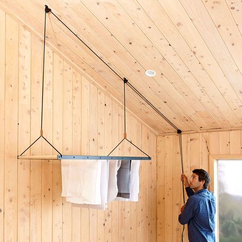 Hanging Clothes Dryer, Laundry Hanging Rack, Wooden Pegboard, Air Clothes, George And Willy, Indoor Drying, Hanging Drying Rack, Drying Room, Laundry Rack