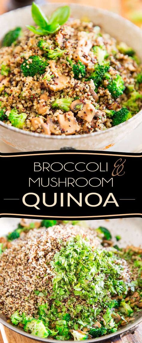 Mushroom Quinoa Recipes, Quinoa And Broccoli Recipes, Broccoli Mushroom Recipes, Quinoa Mushroom, Quinoa Broccoli, Mushroom Quinoa, Mushroom Broccoli, Vegan Quinoa, Vegetable Drinks