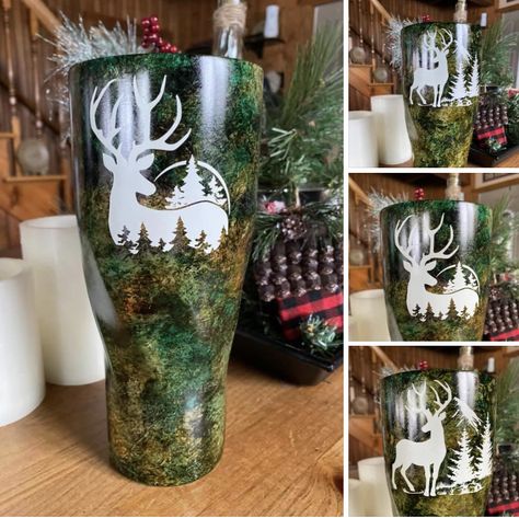 Deer Tumbler Ideas, Camo Tumbler Ideas, Resin Tumblers For Men, Hunting Tumbler Ideas, Camo Tumbler Cups, Cookie Crafts, Cricut Tumbler, Tumbler Business, Making Tumblers