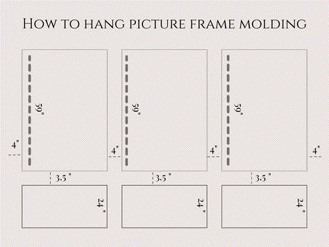 How To Measure Picture Frame Molding, Easy Diy Picture Frame Molding, Diy Frame Molding, Wall Molding Profile, Picture Frame Moulding Measurements, Picture Frame Molding Angled Wall, Full Wall Molding, Picture Frame Moulding Hallway, Picture Frame Molding Living Room Tv