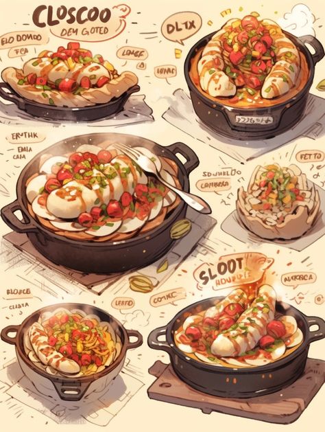 Homemade Recipe Books, Fantasy Food, Food Artwork, Food Fantasy, Cute Food Art, Food Concept, Art Food, Food Illustration, Game Food