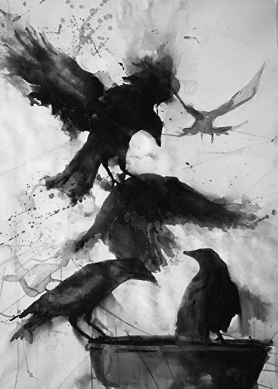 Crow Art, Black Birds, Raven Art, Crows Ravens, Soyut Sanat Tabloları, Arte Fantasy, Watercolor Bird, Metal Plate, Kraken