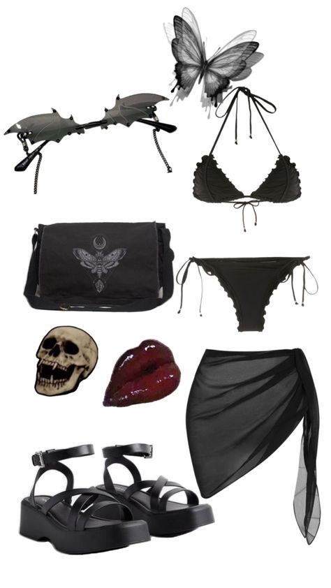 Goth Beach, Beach Goth, Goth Outfit Ideas, Goth Outfit, Summer Goth, Earthy Outfits, Beach Fits, Corpse Bride, Fit Board Workouts