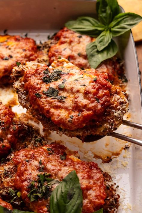 The Best Chicken Parmigiana (Family Recipe) | A Simple Palate Easy Chicken Cacciatore, Baked Chicken Parm, San Marzano Tomato Sauce, Braised Chicken Thighs, Chicken Parmigiana, Parmesan Recipes, Chicken Cacciatore, Crowd Pleasing Recipes, Baked Chicken Parmesan