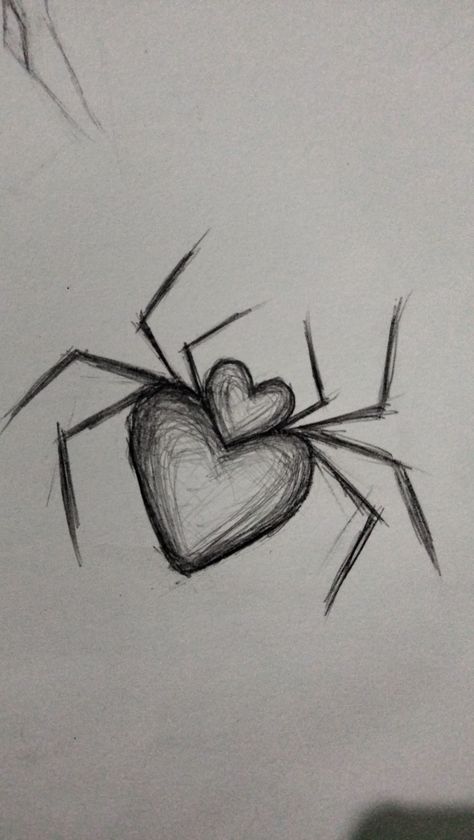 Small Sketchbook Drawing, Spider Man Heart Drawing, Spider Man Drawing Sketches Easy, Sceches Drawing Ideas Cool, Simple Chicano Drawings, How To Draw Spider Web, Simple Things To Draw In Your Sketchbook, Drawings Of Spiders, How To Draw Spider