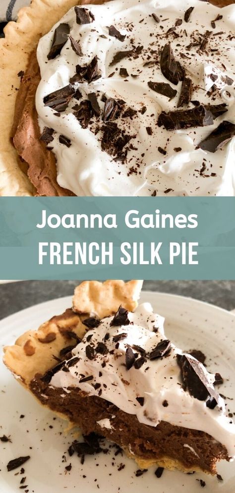 Make Joanna Gaines easy French Silk Pie from her Magnolia Table cook book. #pie #dessert Magnolia Table Peanut Butter Pie, French Silk Dessert, French Silk Pie Joanna Gaines, Joanna Gaines Chocolate Silk Pie, Joanna Gaines Strawberry Pie, French Silk Pie No Eggs, Magnolia French Silk Pie, French Silk Mini Pies, Pioneer Woman French Silk Pie