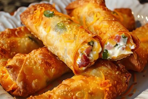 Jalapeno Popper Egg Rolls - Miarecipes Jalapeno Poppers Egg Rolls, Spicy Jalapeno Popper Egg Rolls, Jalapeño Popper Egg Rolls, All Recipes.com, Savoury Rolls, Jalapeno Egg Rolls, Jalapeno Popper Egg Rolls, Jalapeno Poppers With Sausage, Bacon Jalapeno Poppers