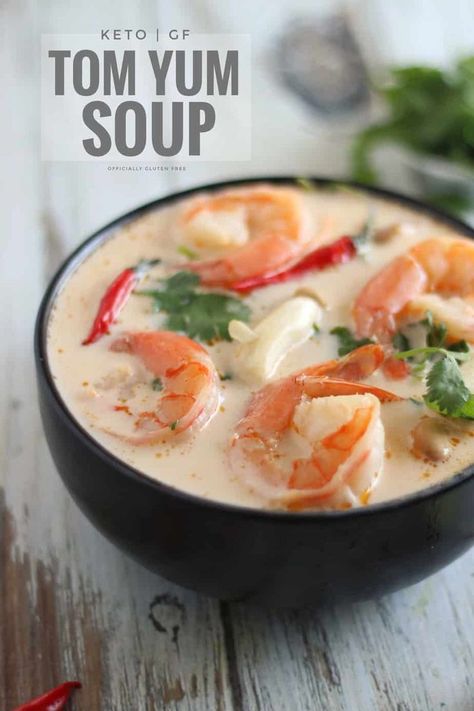 Keto Tom Yum Soup | Low Carb Thai Shrimp Soup Recipe Keto Thai Soup, Keto Vietnamese Recipes, Thai Shrimp Soup, Honey Kitchen, Soup Low Carb, Shrimp Soup Recipes, Keto Seafood, Keto Soups, Thai Shrimp