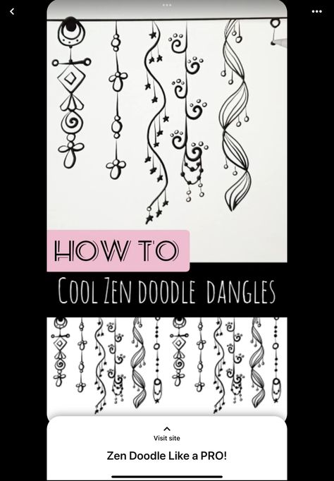 Doodle Dangles, Bullet Journal Work, Doodle Art For Beginners, Hand And Finger Tattoos, Star Tattoo Designs, Calligraphy For Beginners, Tangle Pattern, Doodle Art Journals, Zen Doodle Art