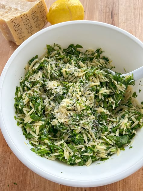 Lemon Arugula Orzo Wine Side Dishes, Wishbone Kitchen Recipes, Arugula Orzo Salad, Orzo And Arugula Salad, Orzo Recipes Salad, Orzo Arugula Salad, Orzo Arugula, Lemon Arugula Pasta Salad, Lemon Orzo Arugula Salad