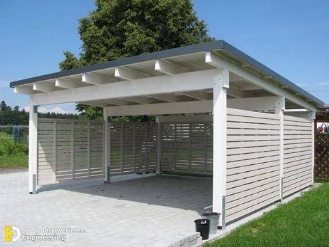 34+ Stylish Carport Ideas That Go Above And Beyond Extra Parking Space | Engineering Discoveries Carport Shade, Carport Addition, Ruang Tamu Outdoor, Wooden Carports, Carport Modern, Building A Carport, Modern Carport, Window Construction, Carport Sheds