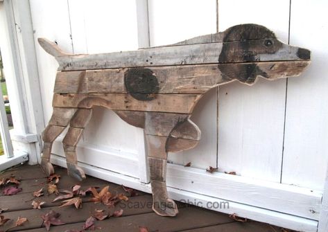 Pallet wood dog wall art, by Scavenger Chic, featured on Funky Junk Interiors German Short Haired Pointer, Short Haired Pointer, Pallet Wall Art, Used Pallets, Into The Wood, Wooden Pallet Projects, Recycled Pallets, Pallet Wall, Wood Dog