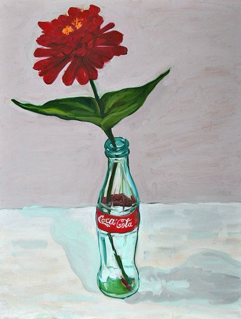 Coke Bottle Painting, Coke Bottle Tattoo, Coke Painting, Goli Soda, Mexican Graphic Design, Zinnia Flower, Bottle Drawing, Mexican Culture Art, Canvas Painting Designs